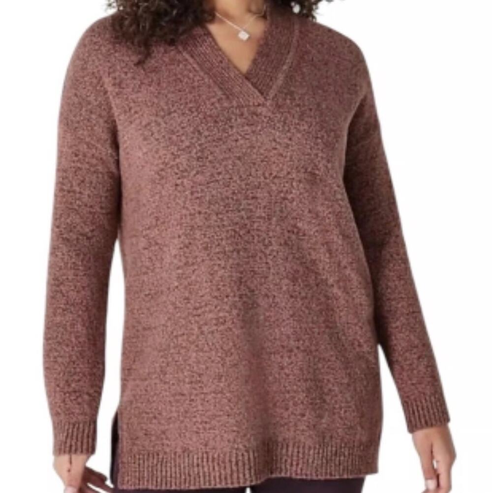 J. Jill Womens Tunic Sweater Rust-Pink Ribbed High-Collar Langenlook Chic Size L
